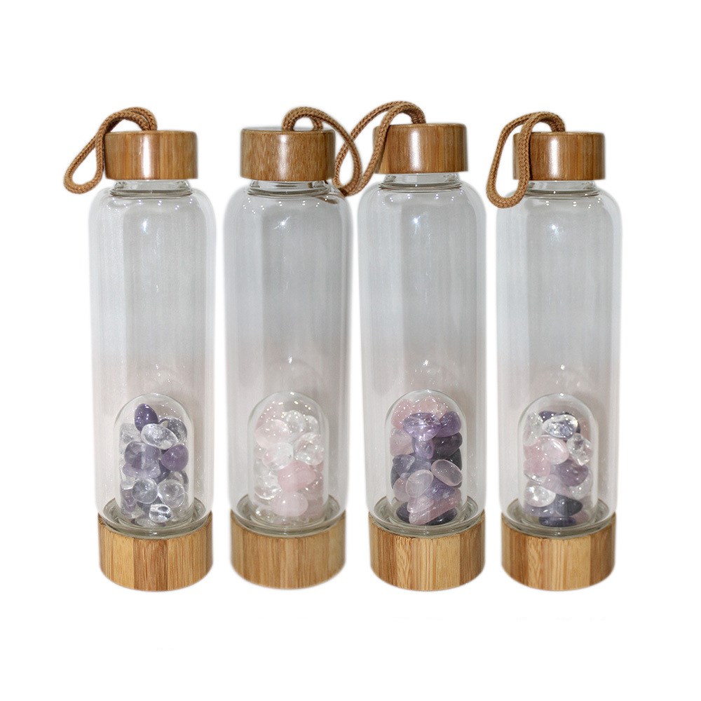 Natural Crystal Crushed Stones And Bamboo Cover Energy Cup
