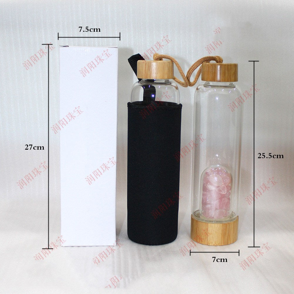 Natural Crystal Crushed Stones And Bamboo Cover Energy Cup