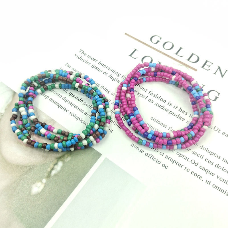 Mixed Color Beach Bikini Chain Belly Handmade Glass Beads Waist Bead Necklace