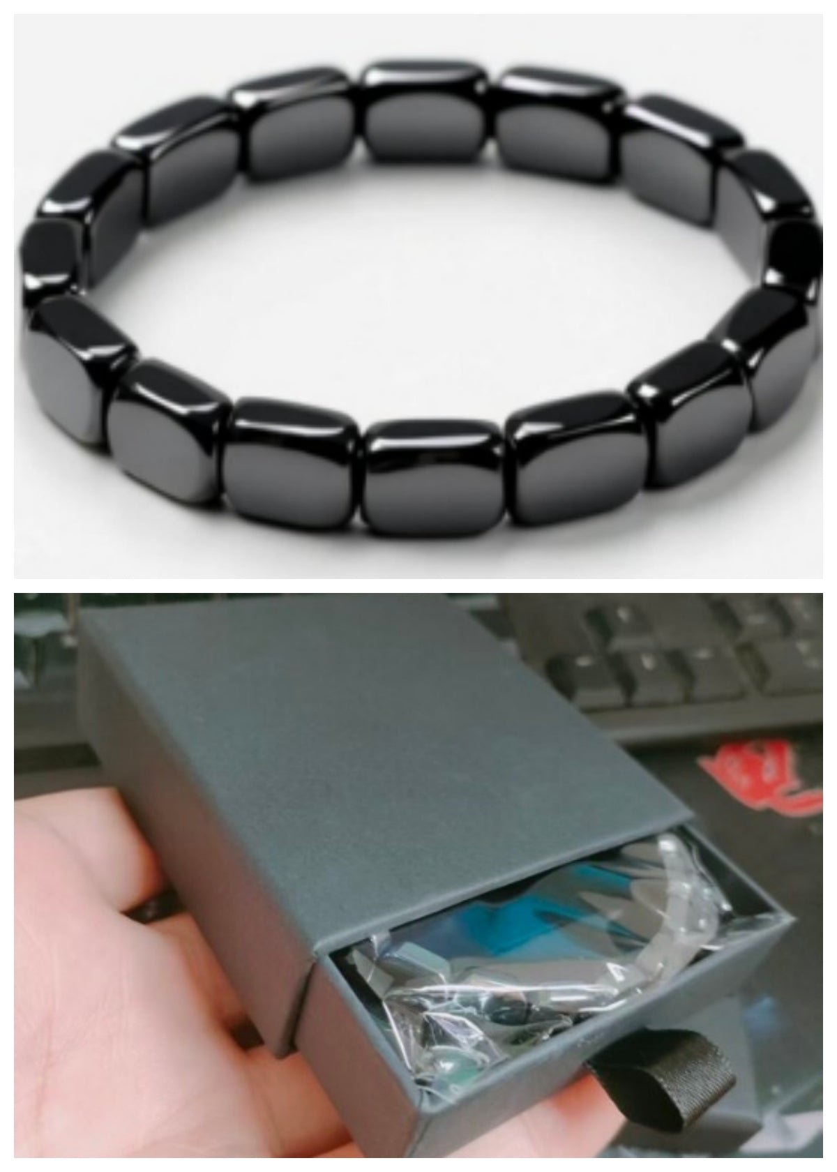 Natural Stone Crystal Hollow Bead Men's Bracelet